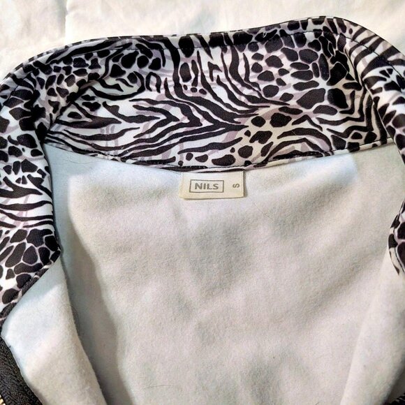 NILS Black Leopard Print Half Zip Base Layer Ski Top Small - Picture 5 of 6